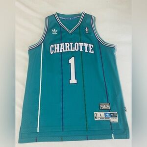 Muggsy Bogues Charlotte Hornets jersey Large WORN 2X! Adidas Hardwood Classics